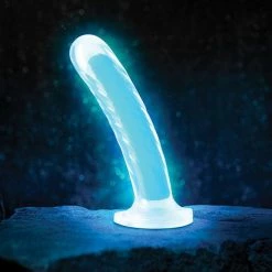 Blush Novelties Blush Neo Elite Glow In The Dark Tao 7" Silicone Dual Density Dildo - Neon Blue Vibrators