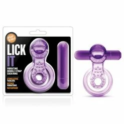 Blush Novelties Blush Play With Me Lick It Vibrating Double Strap Cockring - Purple