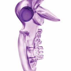 Blush Novelties Blush Play With Me Lick It Vibrating Double Strap Cockring - Purple