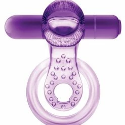 Blush Novelties Blush Play With Me Lick It Vibrating Double Strap Cockring - Purple