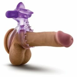 Blush Novelties Blush Play With Me Lick It Vibrating Double Strap Cockring - Purple