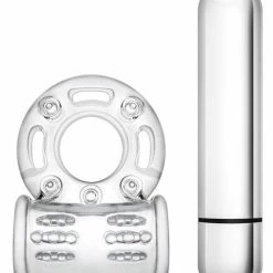 Blush Novelties Blush Stay Hard 10 Function Vibrating Bull Ring Cock Ring - Clear Vibrators