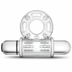 Blush Novelties Blush Stay Hard 10 Function Vibrating Bull Ring Cock Ring - Clear Vibrators