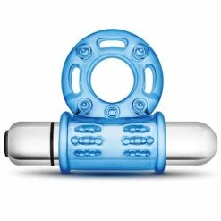 Blush Novelties Blush Stay Hard Mega Vibrating Bull Ring - Blue