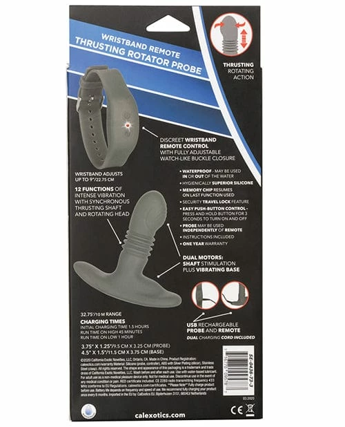 CalExotics Eclipse Wristband Remote Thrusting Rotator Probe - Black Anal Toys