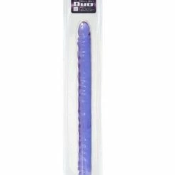 CalExotics 17" Slim Jim Duo Veined Super Slim Dong - Reflective Gel Purple Dildos