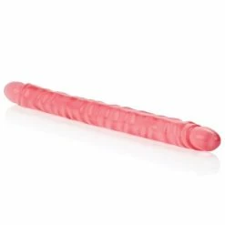 CalExotics 17" Slim Jim Duo Veined Super Slim Dong - Translucence Gel Pink