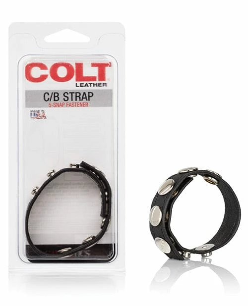 CalExotics Colt Leather C-B Strap 5 Snap Fastener - Black