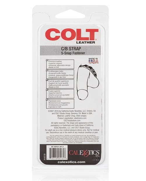 CalExotics Colt Leather C-B Strap 5 Snap Fastener - Black