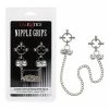 CalExotics Nipple Grips 4-point Nipple Press With Bells - Silver Kink & BDSM