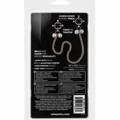 CalExotics Nipple Grips 4-point Nipple Press With Bells - Silver Kink & BDSM