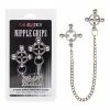 CalExotics Kink & BDSM Nipple Grips 4 Point Nipple Press With Chain - Silver