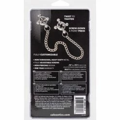 CalExotics Kink & BDSM Nipple Grips 4 Point Nipple Press With Chain - Silver