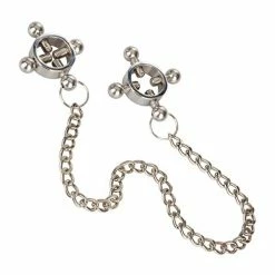 CalExotics Kink & BDSM Nipple Grips 4 Point Nipple Press With Chain - Silver
