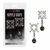 CalExotics Nipple Grips 4-point Weighted Nipple Press - Silver Kink & BDSM