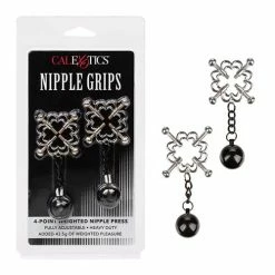 CalExotics Nipple Grips 4-point Weighted Nipple Press - Silver Kink & BDSM