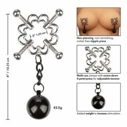 CalExotics Nipple Grips 4-point Weighted Nipple Press - Silver Kink & BDSM