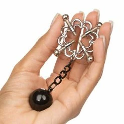CalExotics Nipple Grips 4-point Weighted Nipple Press - Silver Kink & BDSM