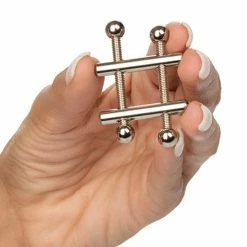 CalExotics Nipple Grips Crossbar Nipple Vices - Silver Kink & BDSM