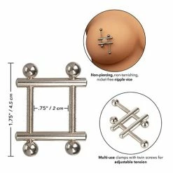 CalExotics Nipple Grips Crossbar Nipple Vices - Silver Kink & BDSM