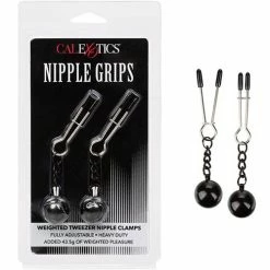 CalExotics Clamps & Nipple Play Nipple Grips Weighted Tweezer Nipple Clamps -silver