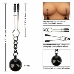 CalExotics Clamps & Nipple Play Nipple Grips Weighted Tweezer Nipple Clamps -silver