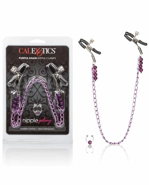 CalExotics Nipple Play Purple Chain Nipple Clamps