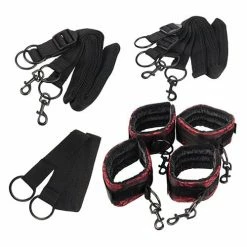 CalExotics Scandal Bed Restraints - Black-Red Kink & BDSM