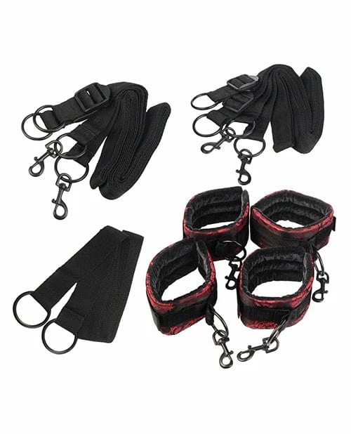 CalExotics Scandal Bed Restraints - Black-Red Kink & BDSM