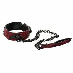 CalExotics Scandal Collar With Leash - Black-Red Kink & BDSM