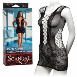CalExotics Scandal Plus Size Peek-a-boo Mini Dress - Black Lingerie
