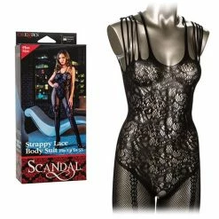 CalExotics Lingerie Scandal Plus Size Strappy Lace Body Suit - Black