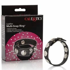 CalExotics Penis Toys Adonis Leather Collection Ares 5 Snap Adjustable Strap Black