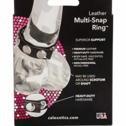 CalExotics Penis Toys Adonis Leather Collection Ares 5 Snap Adjustable Strap Black