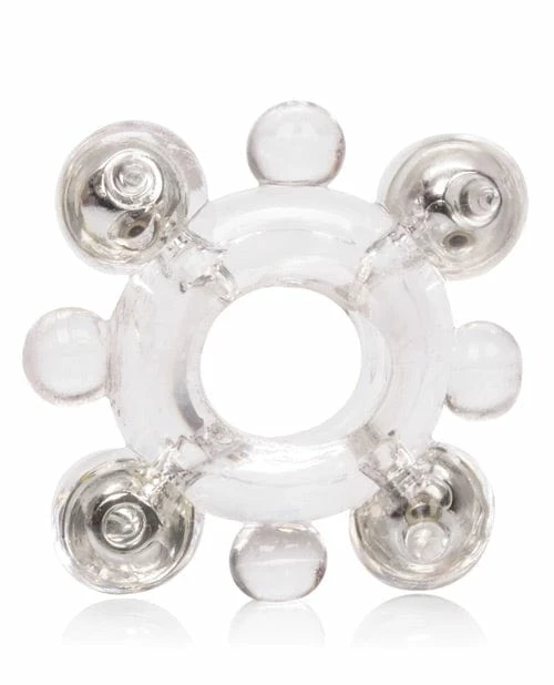 CalExotics Basic Essentials Enhancer Ring With Beads - Clear Penis Toys