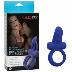 CalExotics Couples Enhancers Silicone Rechargeable Dual Pleaser Enhancer - Blue