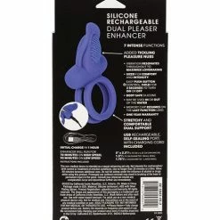 CalExotics Couples Enhancers Silicone Rechargeable Dual Pleaser Enhancer - Blue