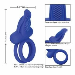 CalExotics Couples Enhancers Silicone Rechargeable Dual Pleaser Enhancer - Blue