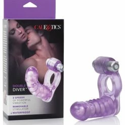 CalExotics Double Diver Vibrating Enhancer With Flexible Penetrator - Purple Penis Toys