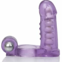 CalExotics Double Diver Vibrating Enhancer With Flexible Penetrator - Purple Penis Toys