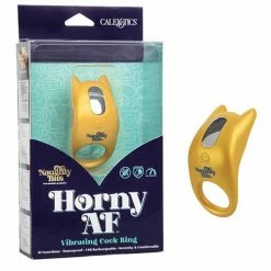 CalExotics Naughty Bits Horny AF Vibrating Cock Ring - Gold Penis Toys