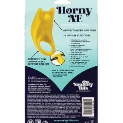 CalExotics Naughty Bits Horny AF Vibrating Cock Ring - Gold Penis Toys