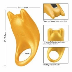CalExotics Naughty Bits Horny AF Vibrating Cock Ring - Gold Penis Toys