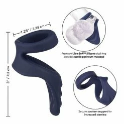 CalExotics Viceroy Perineum Dual Ring - Blue Penis Toys