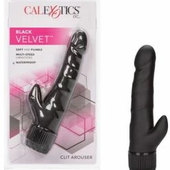 CalExotics Futurotic Black Velvet 5" Dong With Clit Stimulator - Black Vibrators