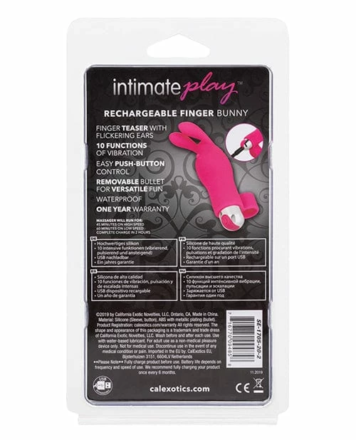 CalExotics Vibrators Intimate Play Rechargeable Finger Bunny - Pink