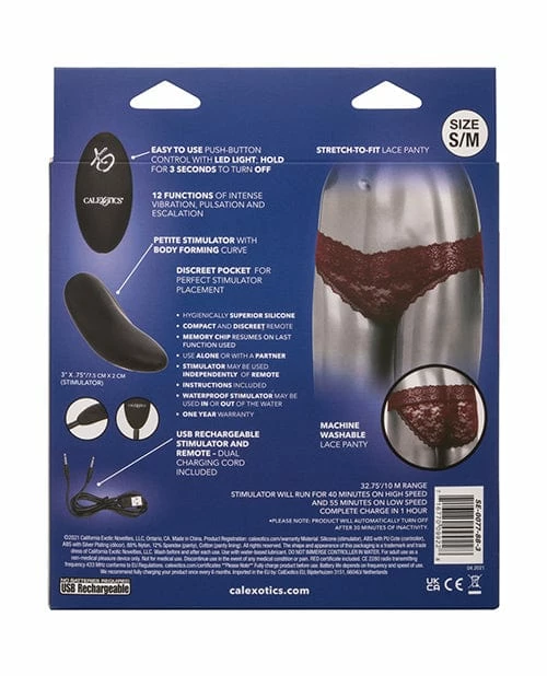 CalExotics Remote Control Lace Panty Set Burgundy