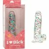 CalExotics Naughty Bits I Love Dick Heart Filled Dong - Multicolor