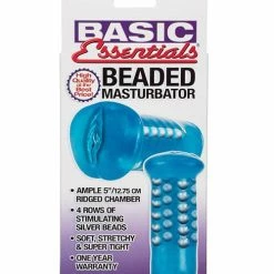 California Exotic Novelties Basic Essentials Beaded Masturbator - Blue Penis Toys