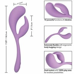 CalExotics Elle Liquid Silicone Dual Flicker - Purple Vibrators